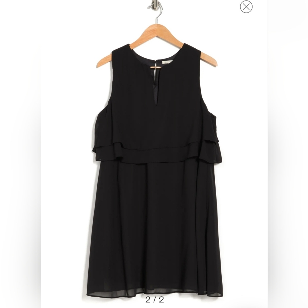 Tash + Sophie Black Popover Chiffon Dress